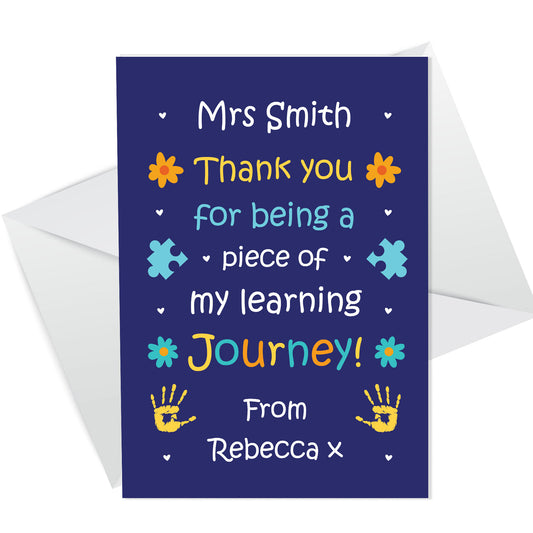 Teacher Thank You Card Personalised Teaching Assistant Nursery