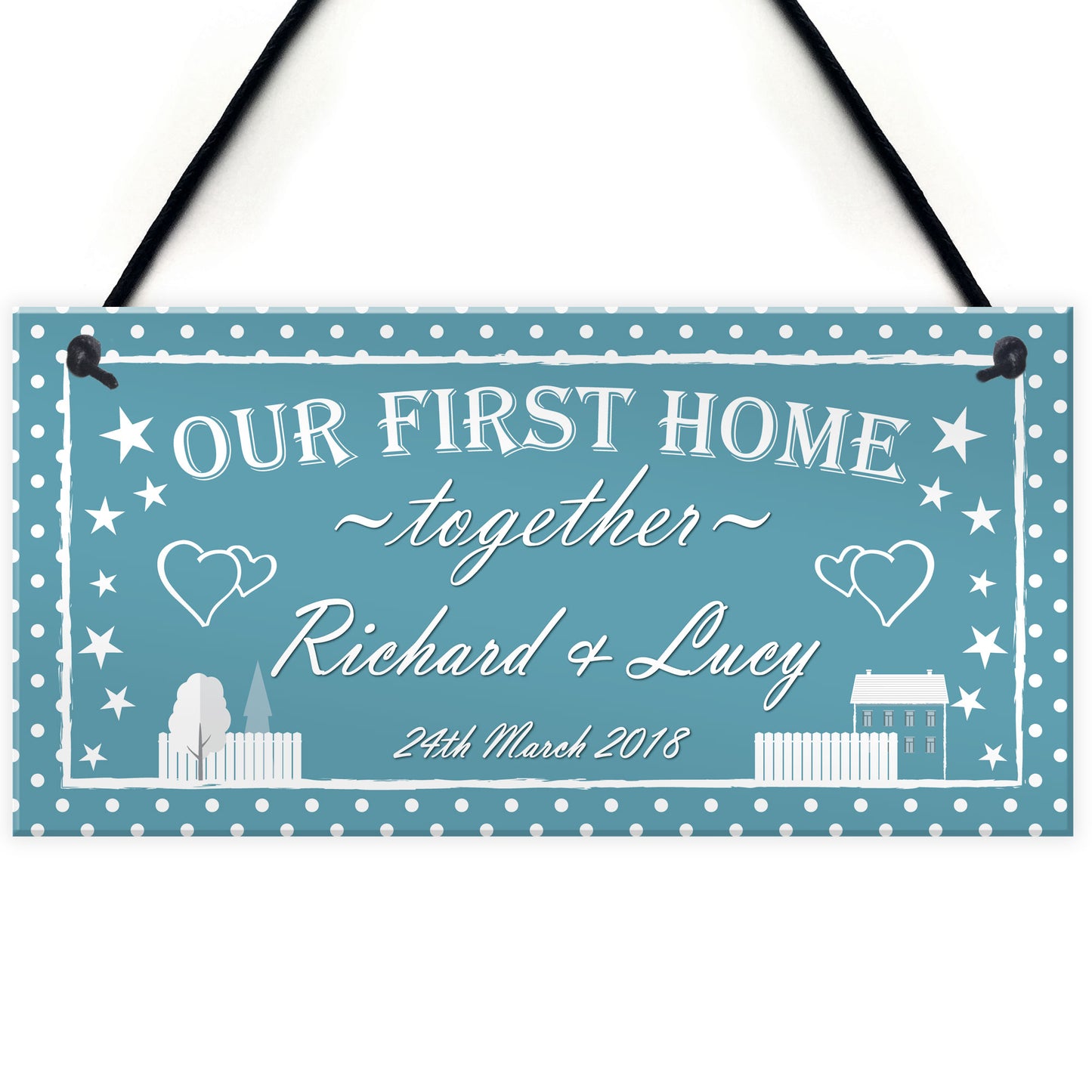 Personalised First Home Together Housewarming Hanging Plaque