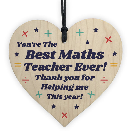 Best Maths Teacher Gift Wood Heart Thank You Gift Leaving School