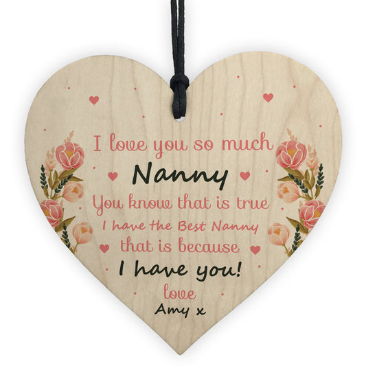 Nanny Birthday Christmas Thank You Gift Wood Heart Love Plaque