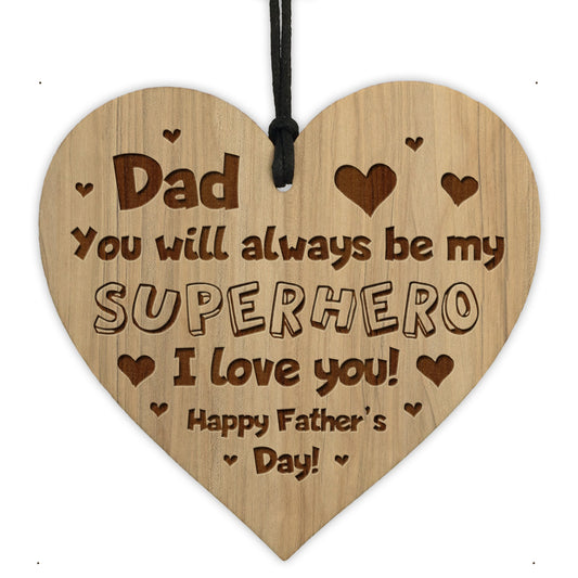 Dad SUPERHERO Gift Engraved Heart Fathers Day Gifts For Dad