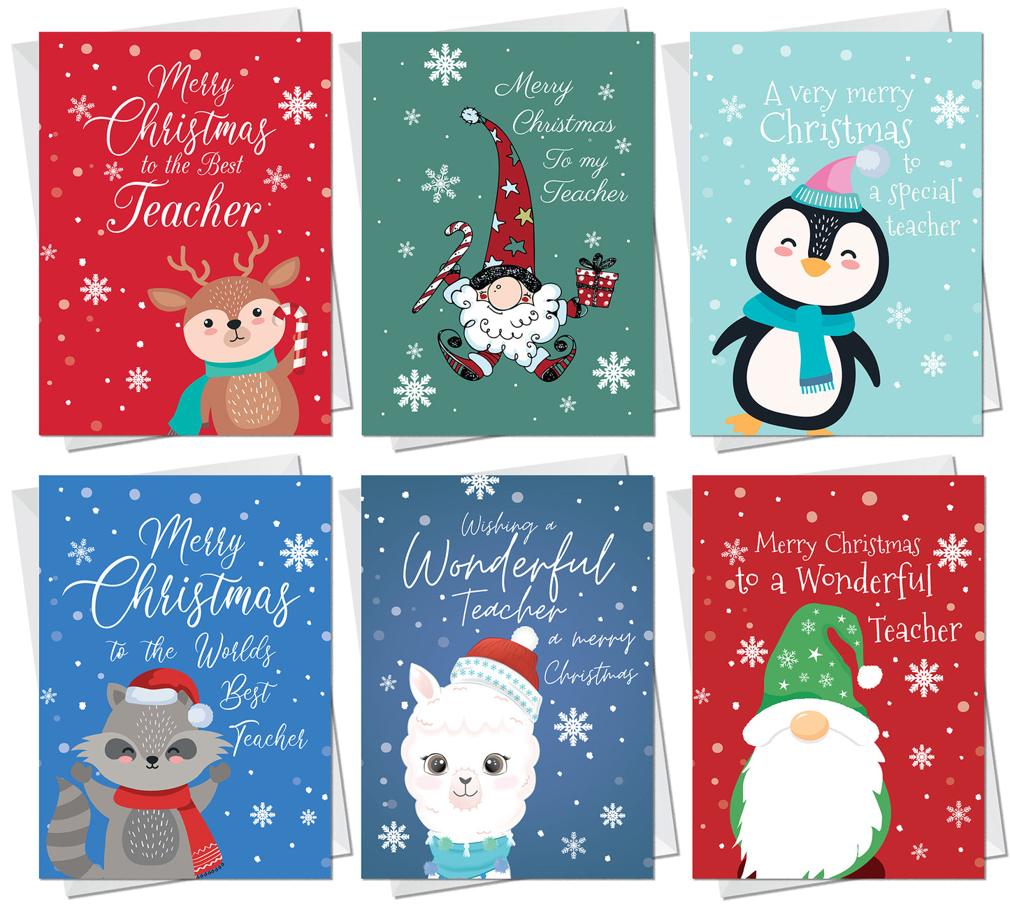 Pack of 6 Christmas Cards For Teacher Nursery Teachers Preschool