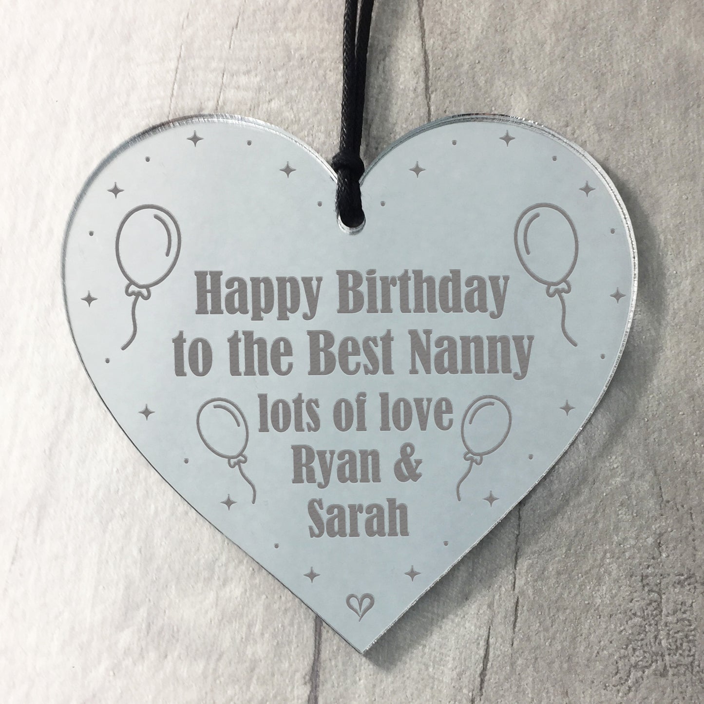 Best Nanny Birthday Gift Personalised Engraved Heart Gift