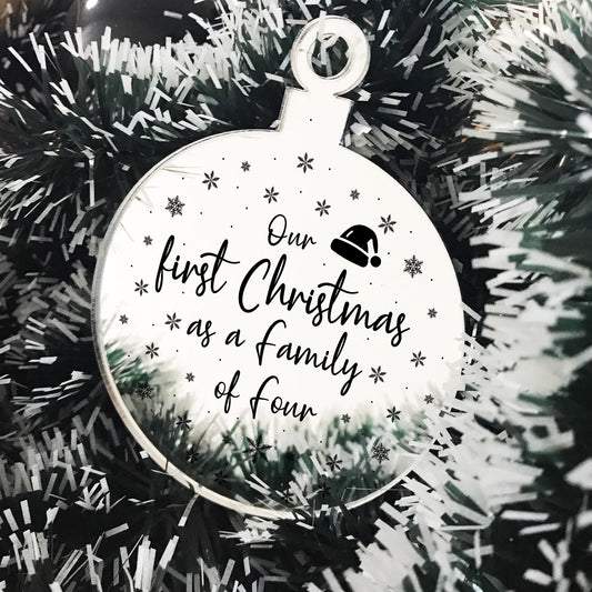 1st Christmas As A Family Of Four Engraved Tree Decoration