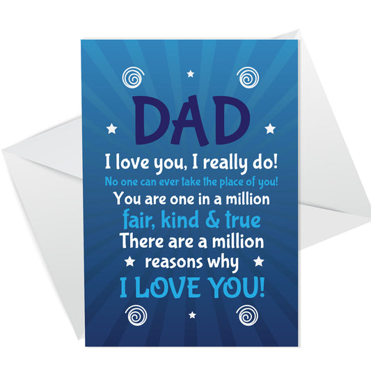 Dad Card For Birthday Fathers Day Card I LOVE YOU Card