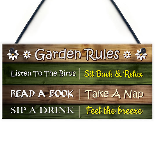 Garden Rules Sign Outdoor Garden Shed Plaques Funny Outdoors