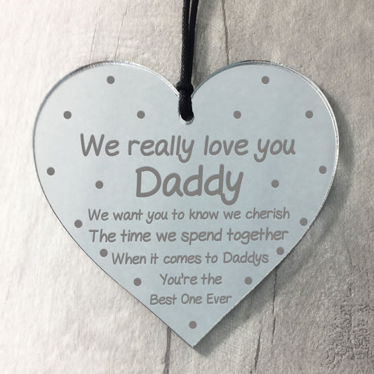 Daddy Gifts For Fathers Day Birthday Dad Poem Engraved Heart