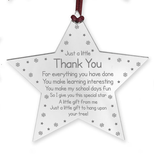 Thank You Christmas Gift For Teacher Assistant Engraved Star