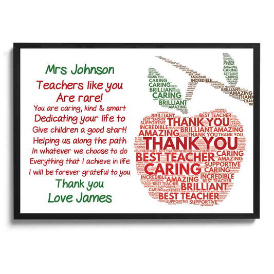 Personalised Frame Print Birthday Christmas Teacher or Assistant