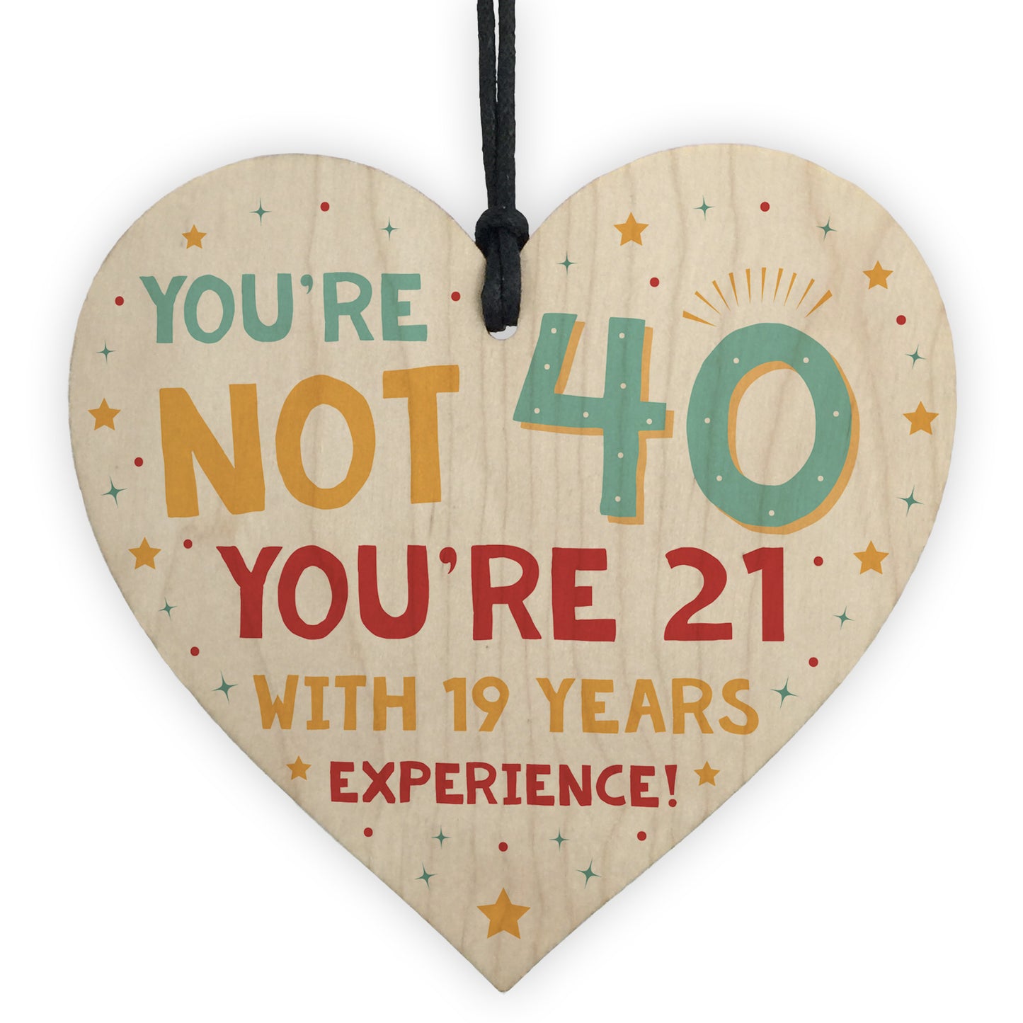40th Birthday Gift Wooden Heart 40th Decoration 40 Forty Today