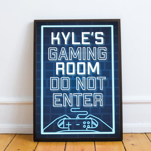 A4 Framed Gaming Print Boys Bedroom Mancave PERSONALISED