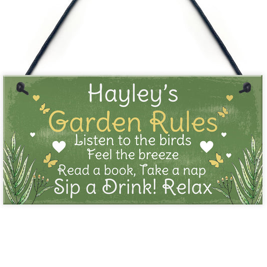 PERSONALISED Garden Sign Garden Rules Plaque Summer House Sign