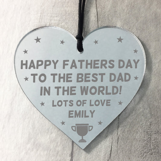 Fathers Dy Gift Personalised Mirror Acrylic Heart Novelty Gift