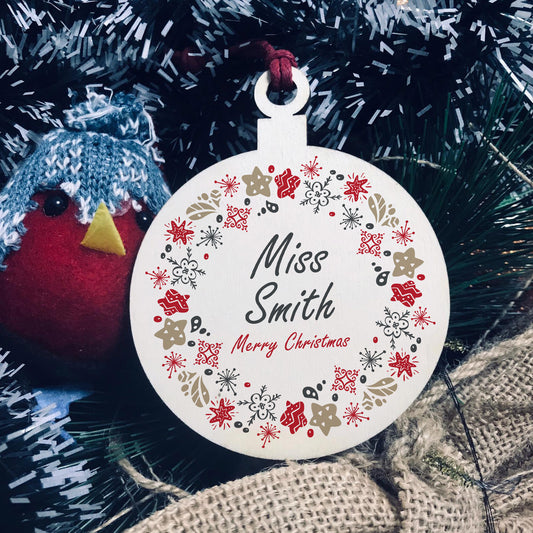 Personalised Christmas Decoration For Teacher Christmas Gift