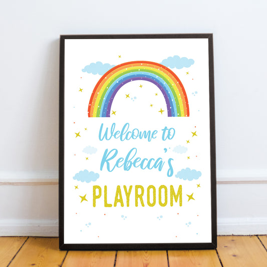 Personalised Kids Play Room Wall Print Nursery Decorations Art