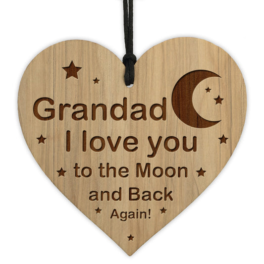 Grandad Gifts For Birthday Fathers Day Wood Engraved Heart