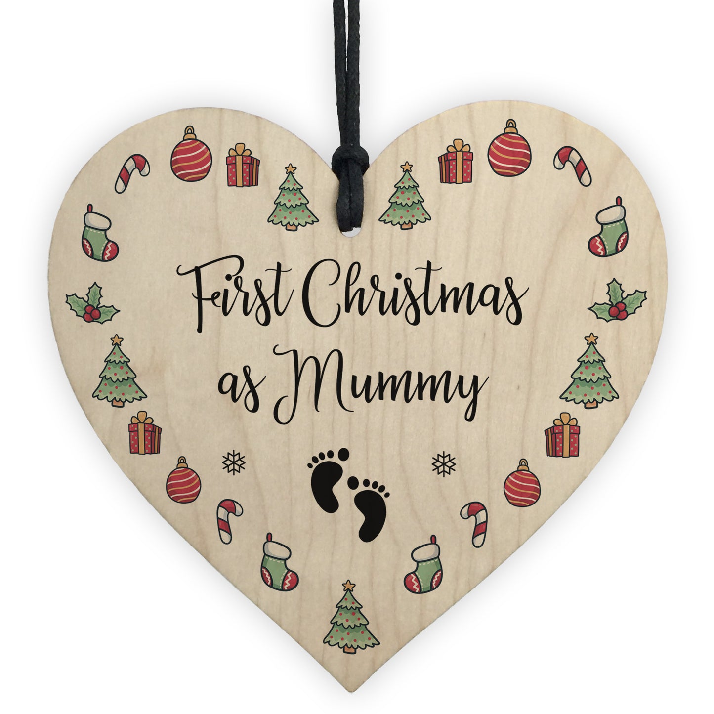 1st Christmas As Mummy Bauble Wooden Heart Tree Decoration