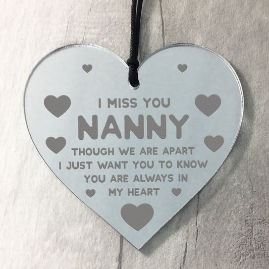 Nanny Birthday Christmas Gift Engraved Heart Miss You Gift