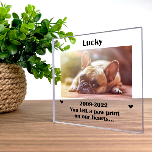 Personalised Pet Memorial Photo Block Dog Puppy Gift Keepsake