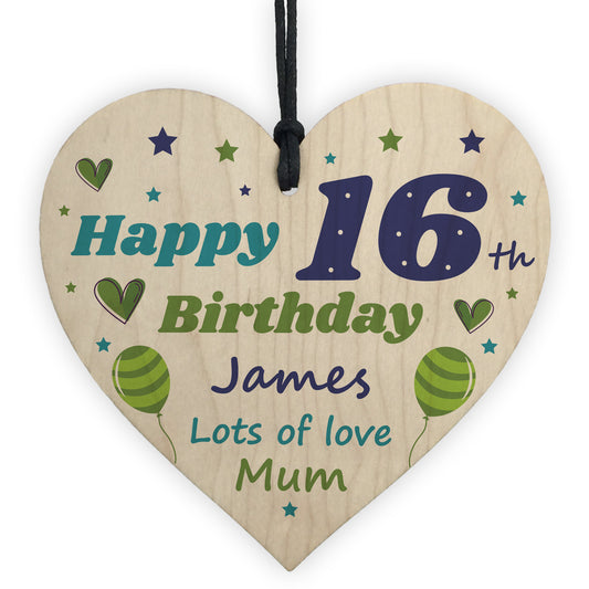 16th Birthday PERSONALISED Wood Heart Gift For Son Novelty