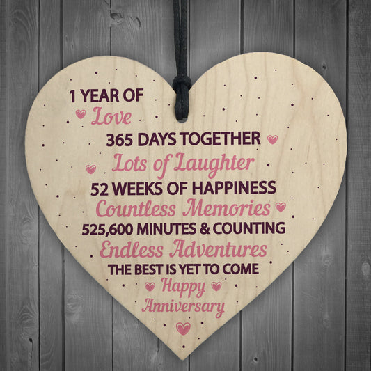 1st Wedding Anniversary Gift Wood Heart First Wedding Gift Wife