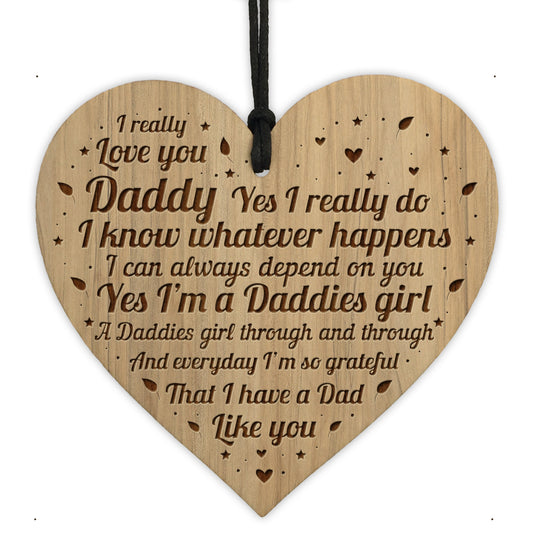 Daddies Girl Gift Plaque Engraved Heart Daddy Birthday Christmas