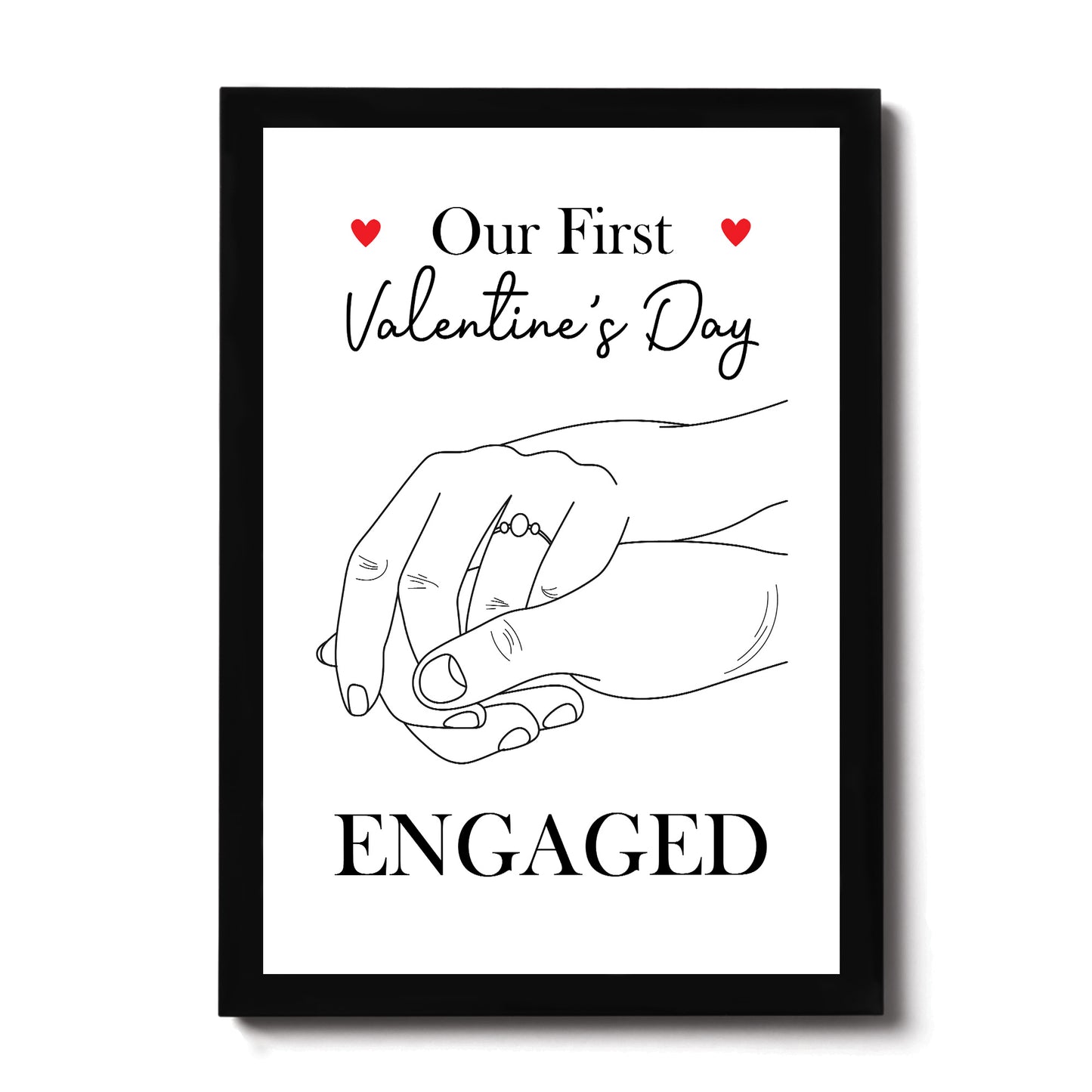 1st First Valentines Day Engaged Framed Print Gift For Couple