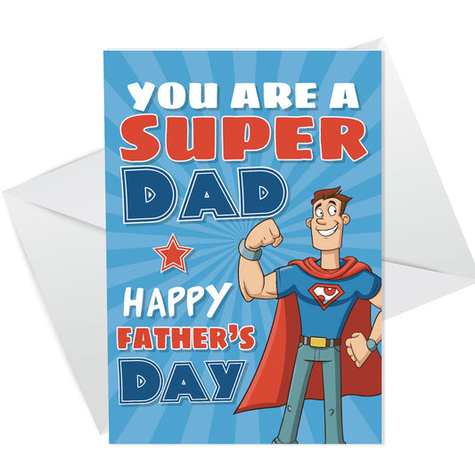 SUPER DAD Superhero Fathers Day Card From Daughter Son Funny