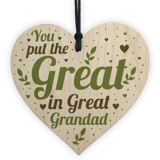 Great Grandad Birthday Christmas Card Gifts Wooden Heart Gift