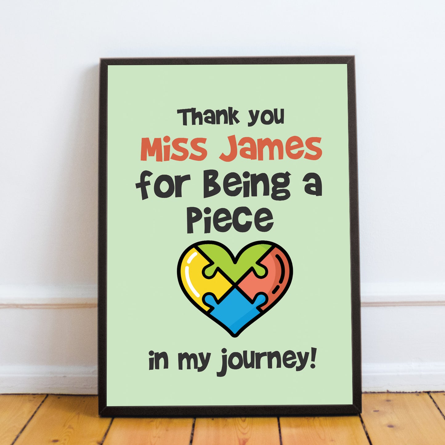 Personalised Piece Of My Journey Print Thank You Teacher Gift