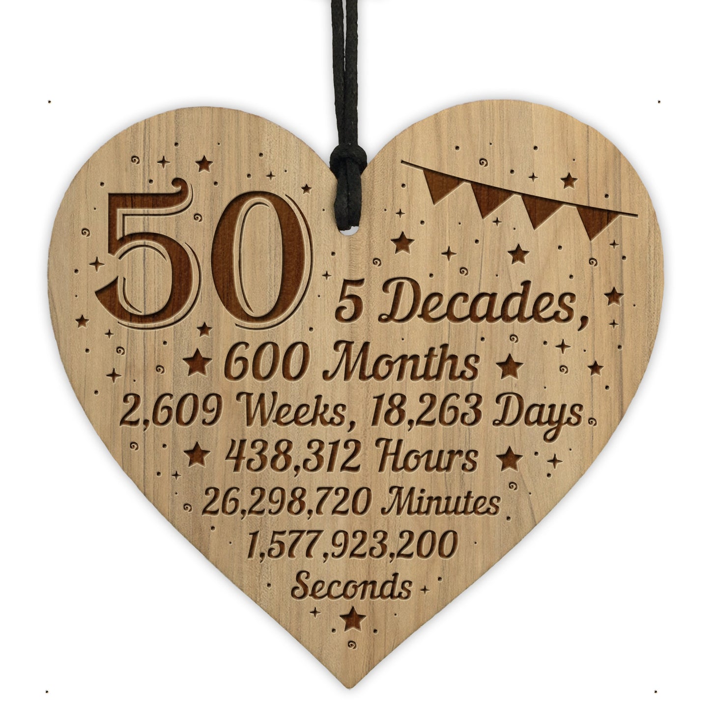 Funny 50th Birthday Gift For Him Her Engraved Wood Heart