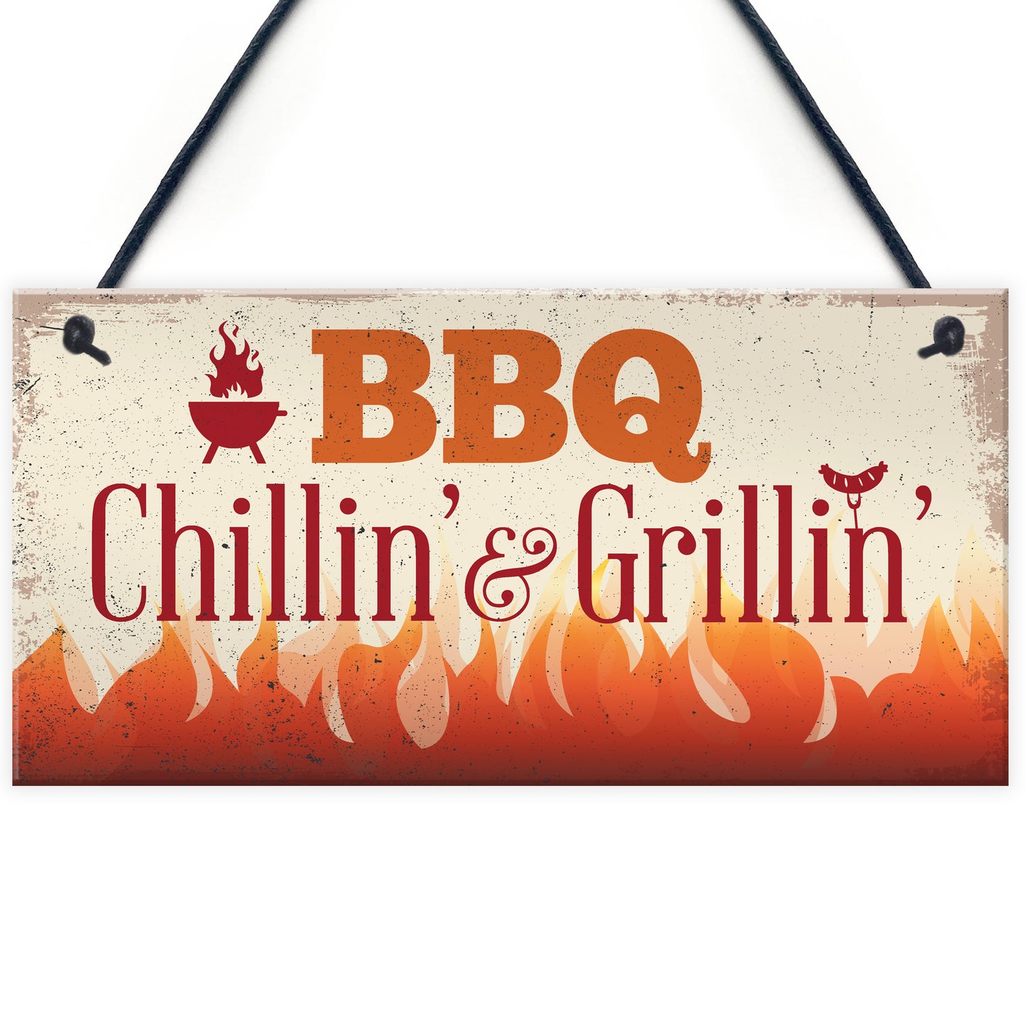 BBQ Chillin & Grillin Barbecue Outdoor Garden Plaque Bar Sign