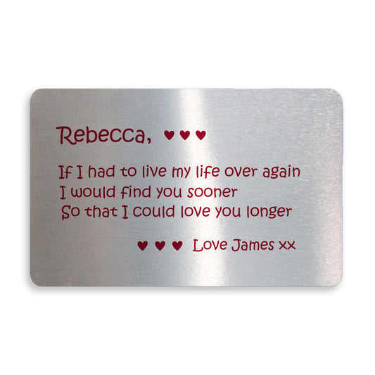 Beautiful Gift For Husband Wife Personalised Photo Metal Card