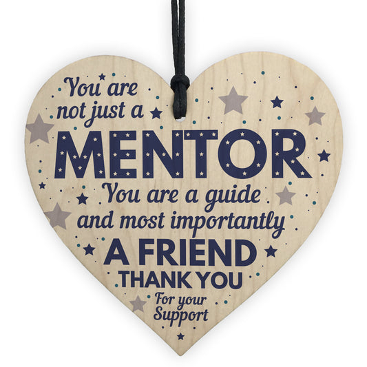 Mentor Thank You Wood Heart Plaque Gift For Teacher Coach Tutor