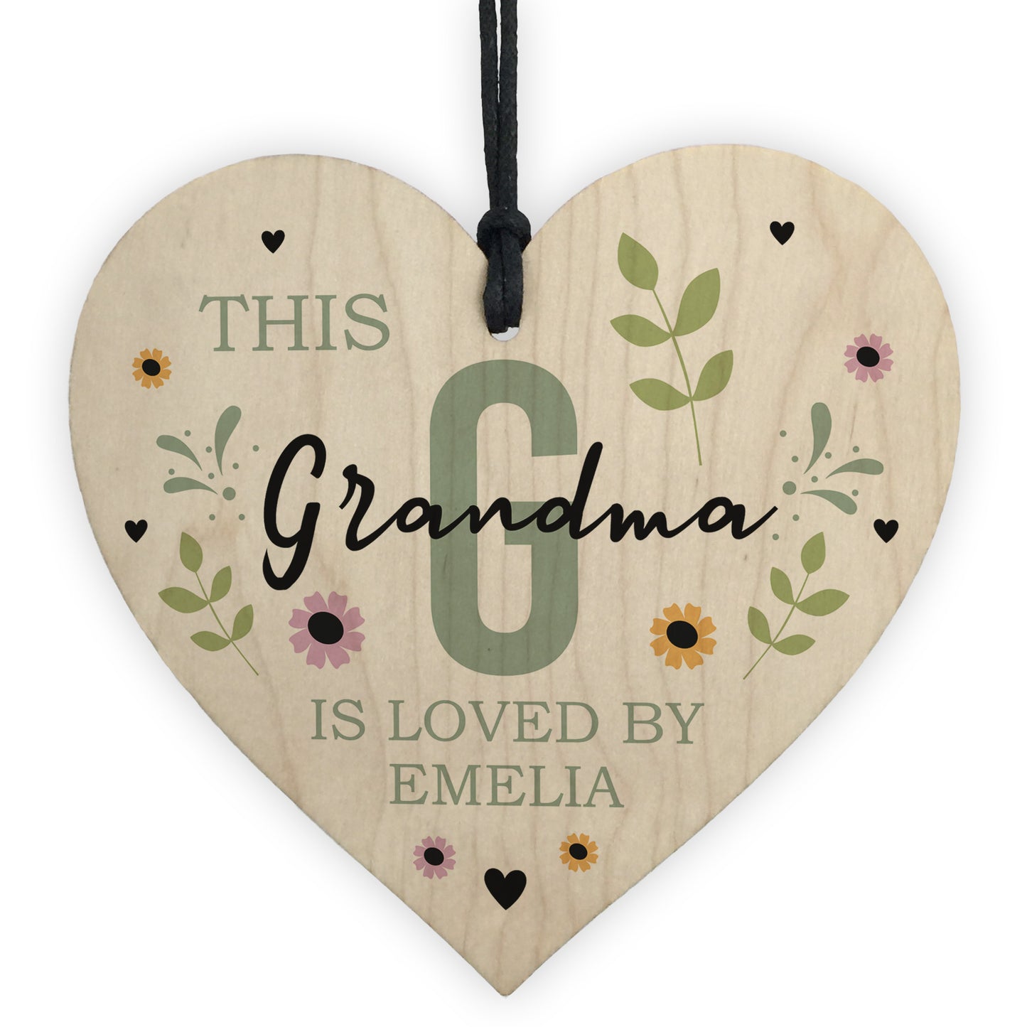 Personalised Mothers Day Birthday Gift For Grandma Wood Heart