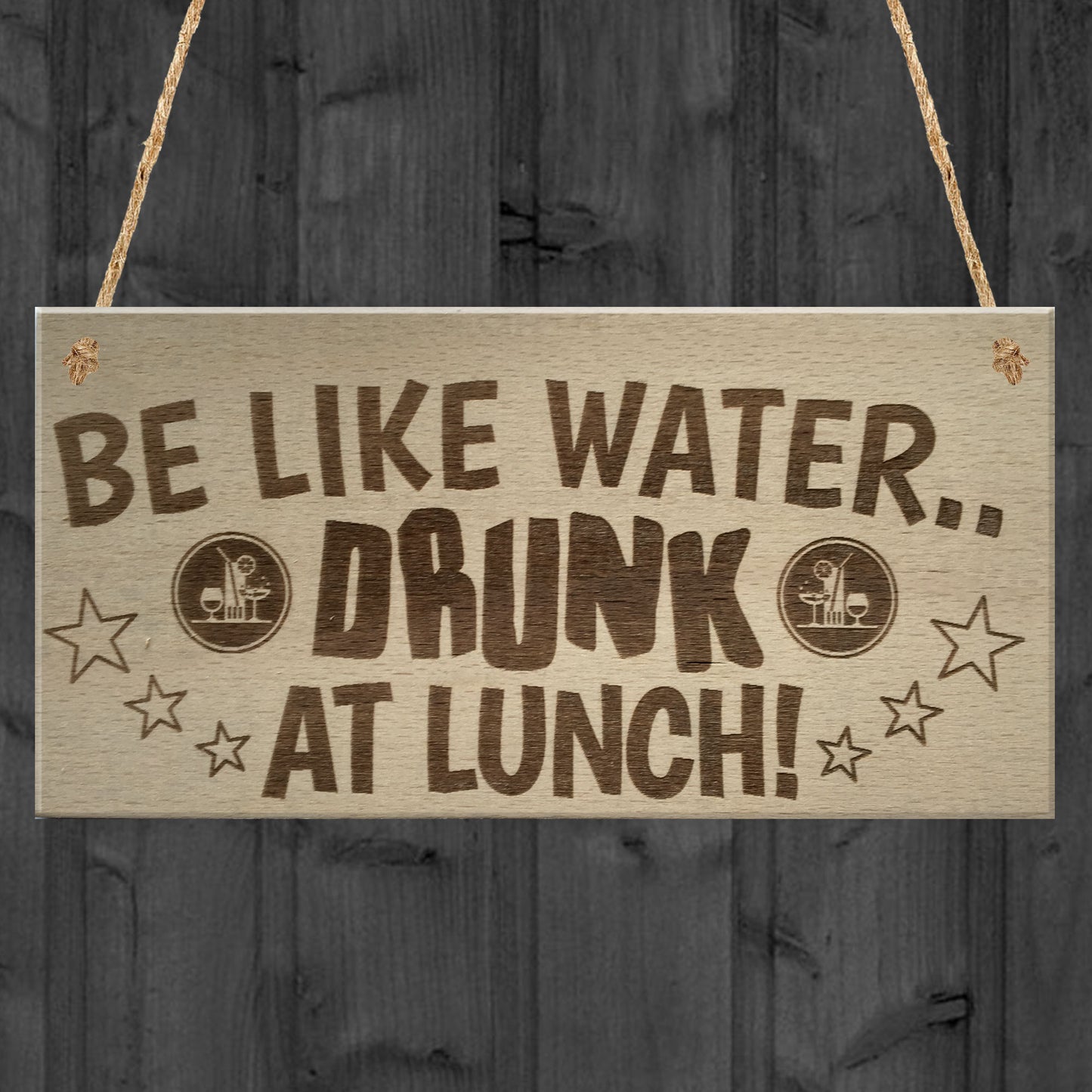 Drunk At Lunch Funny Alcohol Pub Bar Gift Wooden Hanging Plaque