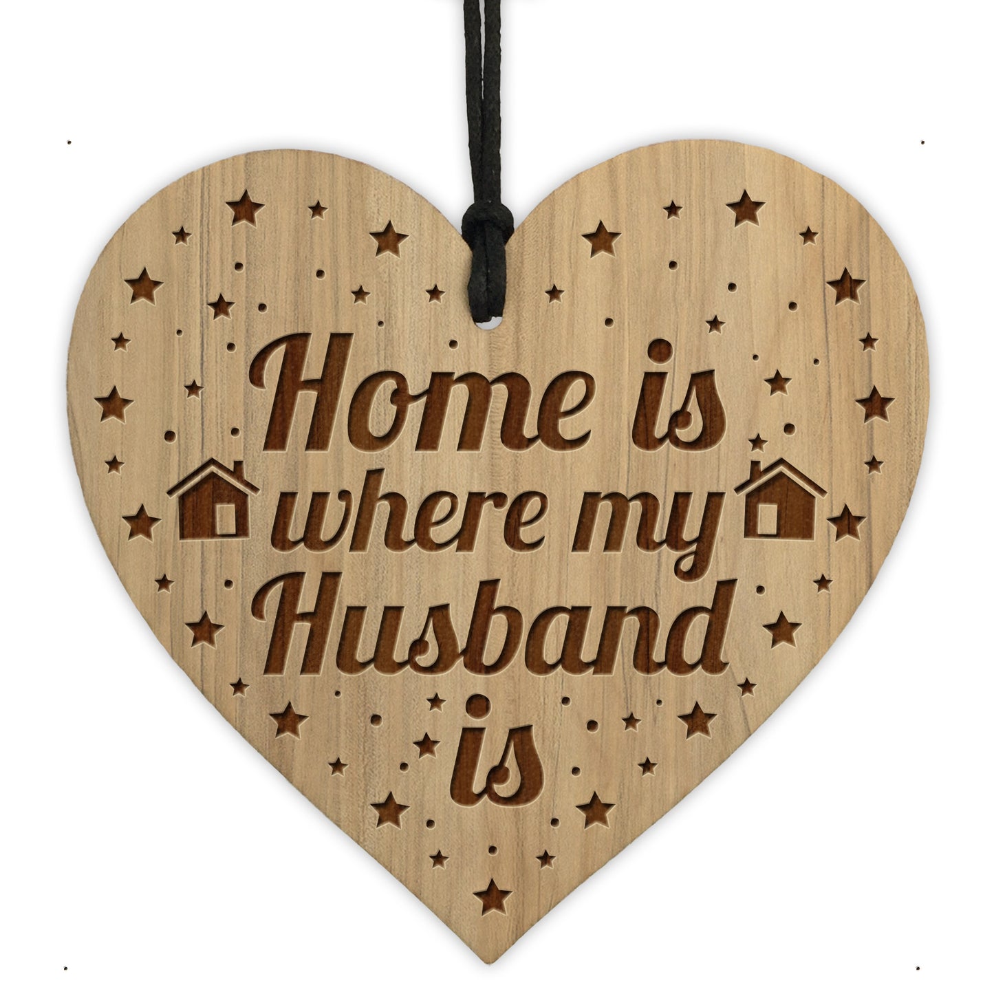 Home Is Where My Husband Is Wood Heart Husband Birthday Gifts