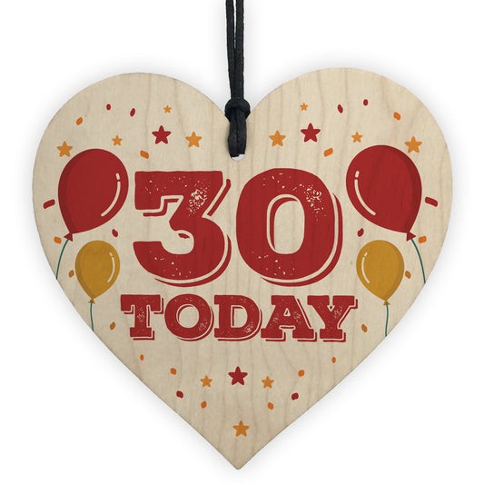 30th Birthday Decoration Wooden Heart Novelty Gift Tag Birthday