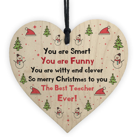 Handmade Teacher Gift For Christmas Wood Heart Thank You Gift