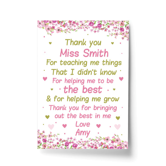 Nursery Pre School Teacher Thank You Gifts Personalised Leaving