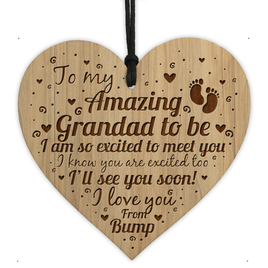 Grandad To Be Gifts Birthday Christmas Gift Engraved Heart Bump