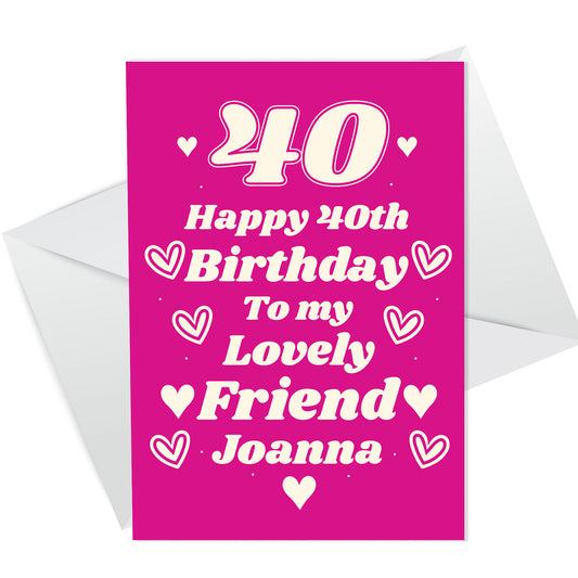 Personalised Birthday Card For Bestie Best Friend 40th Birthday