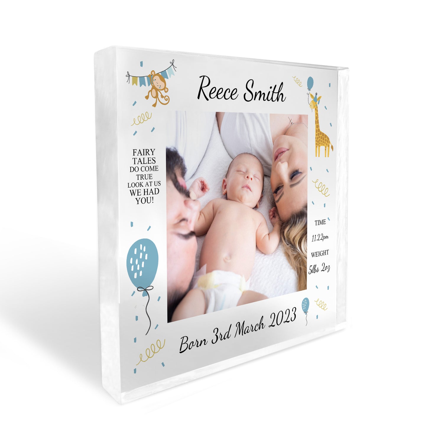 Personalised Baby Gift Photo Block Birth Details Nursery Decor