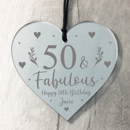 50th Birthday Gift For Mum Sister Auntie Nan Engraved Heart