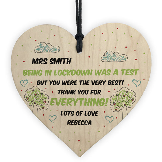 Gift For Teacher Assistant In Lockdown Personalised Wood Heart