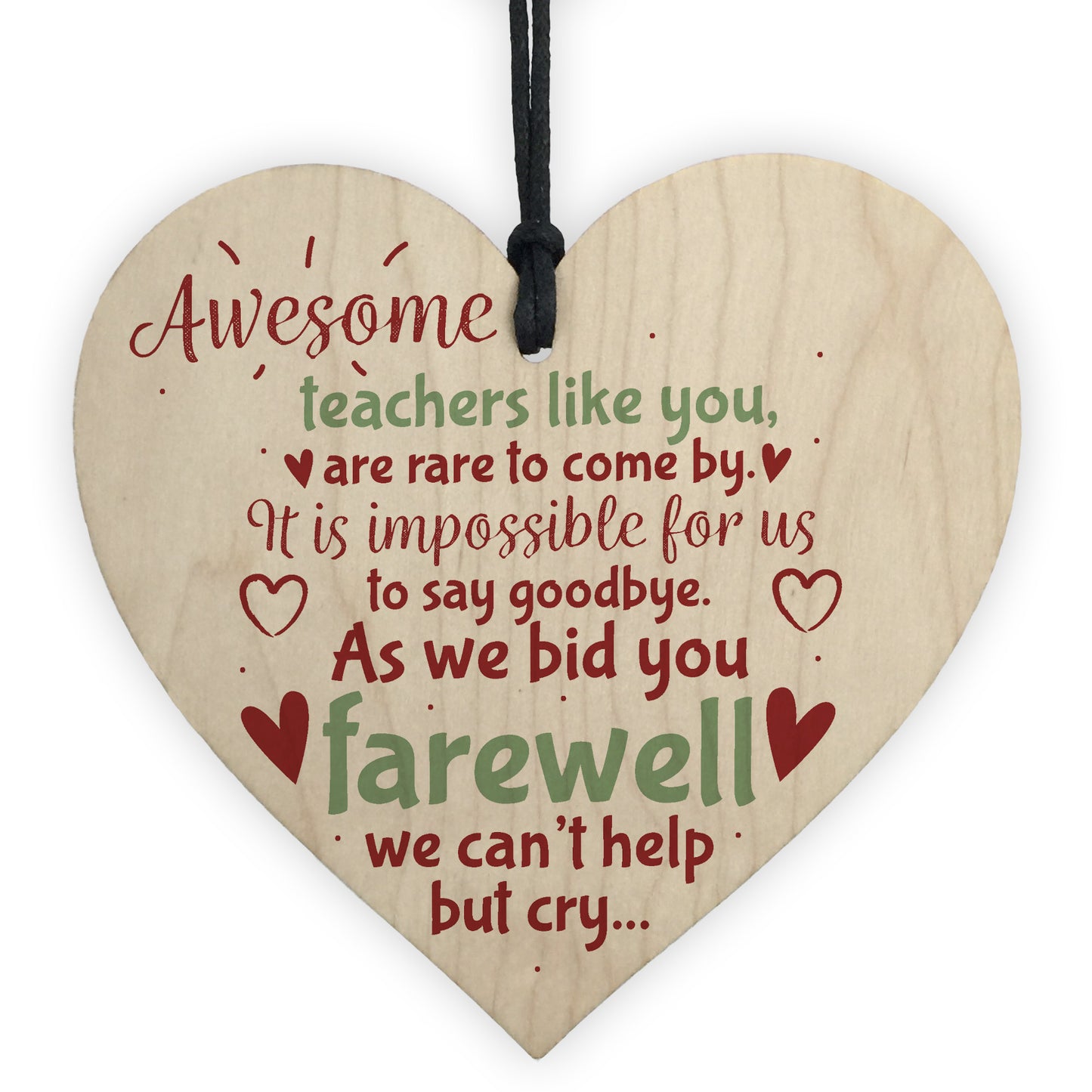 Goodbye Teacher Gift Wooden Heart Leaving Gift Teaching Assistan