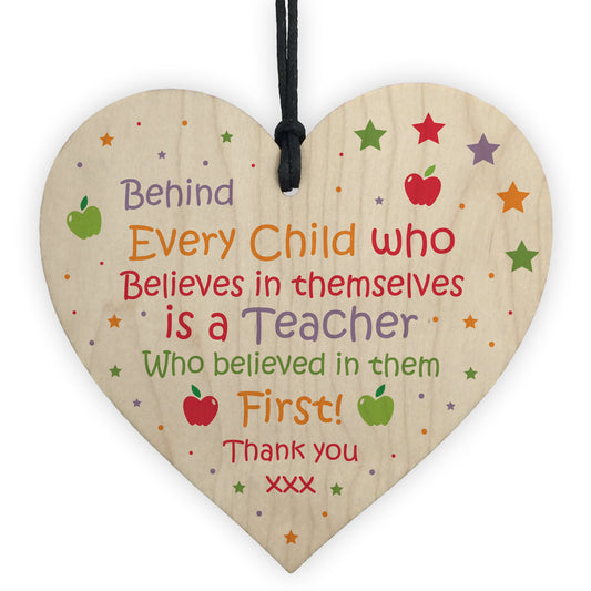 Cute Teacher Gifts Thank You Wooden Heart Leaving School Nursery