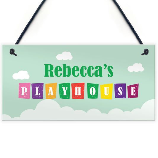 Multicoloured PLAYHOUSE Sign PERSONALISED Garden Den Sign