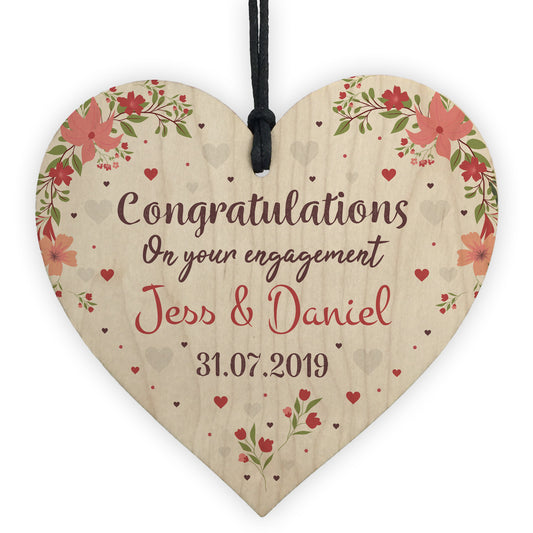 Personalised Engagement Wooden Heart Congratulations Gift