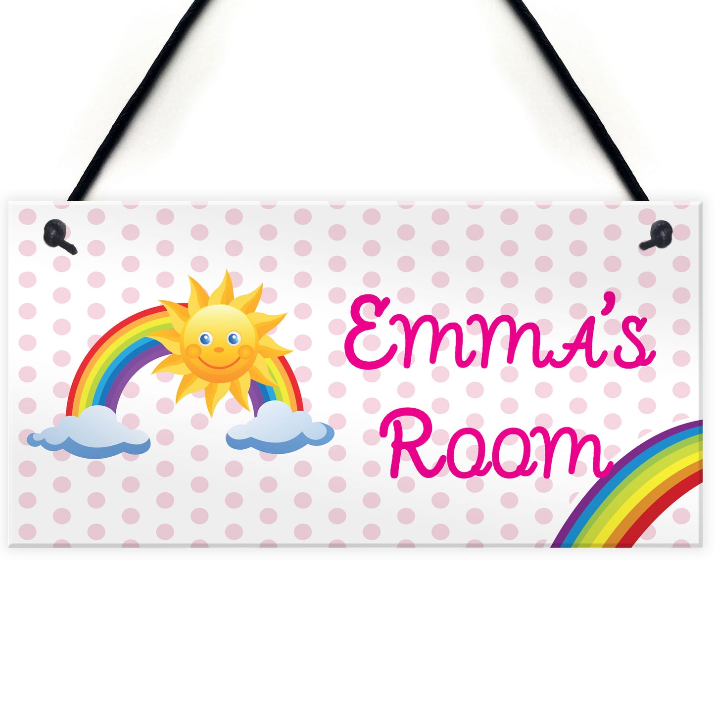 Personalised Rainbow Name Room Play Room Hanging Plaque Sign